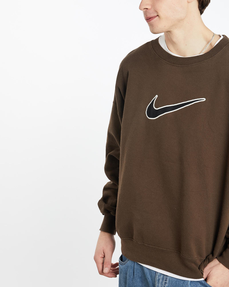 Vintage, 90s, Nike, Sweatshirt, The Real Deal, size extra large, colour Brown, newtown, sydney, australia, thrift store, opshop, preloved, secondhand, sustainable, retro, antique, 70s, 80s, 90s, 2000s, 00s, fashion, clothing, streetwear, trendy, garment, style, boutique, store, shop, archive, sale, cheap, best, top, Sweats and hoodies