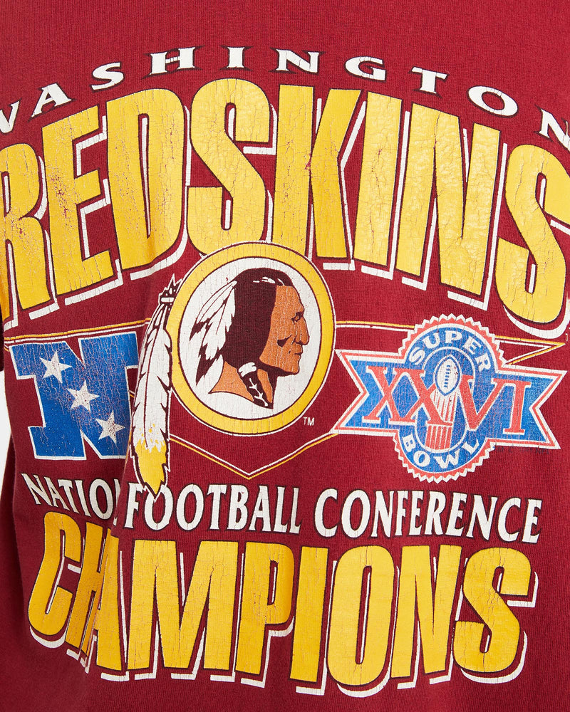 Vintage, 1991, NFL, Washington, Redskins, Super, Bowl, Tee, The Real Deal, size large, colour Burgundy, newtown, sydney, australia, thrift store, opshop, preloved, secondhand, sustainable, retro, antique, 70s, 80s, 90s, 2000s, 00s, fashion, clothing, streetwear, trendy, garment, style, boutique, store, shop, archive, sale, cheap, best, top, T-Shirts