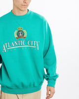 Vintage, 90s, Atlantic, City, New, Jersey, Sweatshirt, The Real Deal, size large, colour Green, newtown, sydney, australia, thrift store, opshop, preloved, secondhand, sustainable, retro, antique, 70s, 80s, 90s, 2000s, 00s, fashion, clothing, streetwear, trendy, garment, style, boutique, store, shop, archive, sale, cheap, best, top, Sweats and hoodies