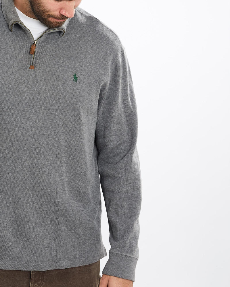 Vintage, Polo, Ralph, Lauren, Quarter, Zip, Sweater, The Real Deal, size extra large, colour Blue, newtown, sydney, australia, thrift store, opshop, preloved, secondhand, sustainable, retro, antique, 70s, 80s, 90s, 2000s, 00s, fashion, clothing, streetwear, trendy, garment, style, boutique, store, shop, archive, sale, cheap, best, top, Sweats and hoodies