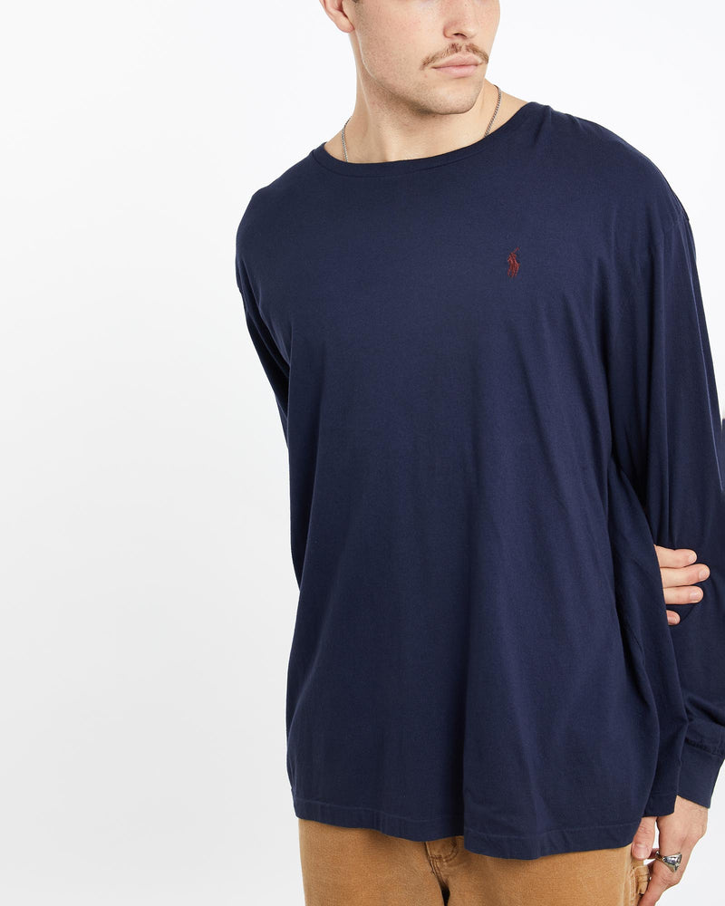 Vintage, 90s, Polo, Ralph, Lauren, Long, Sleeve, Tee, The Real Deal, size extra large, colour Navy, newtown, sydney, australia, thrift store, opshop, preloved, secondhand, sustainable, retro, antique, 70s, 80s, 90s, 2000s, 00s, fashion, clothing, streetwear, trendy, garment, style, boutique, store, shop, archive, sale, cheap, best, top, T-Shirts