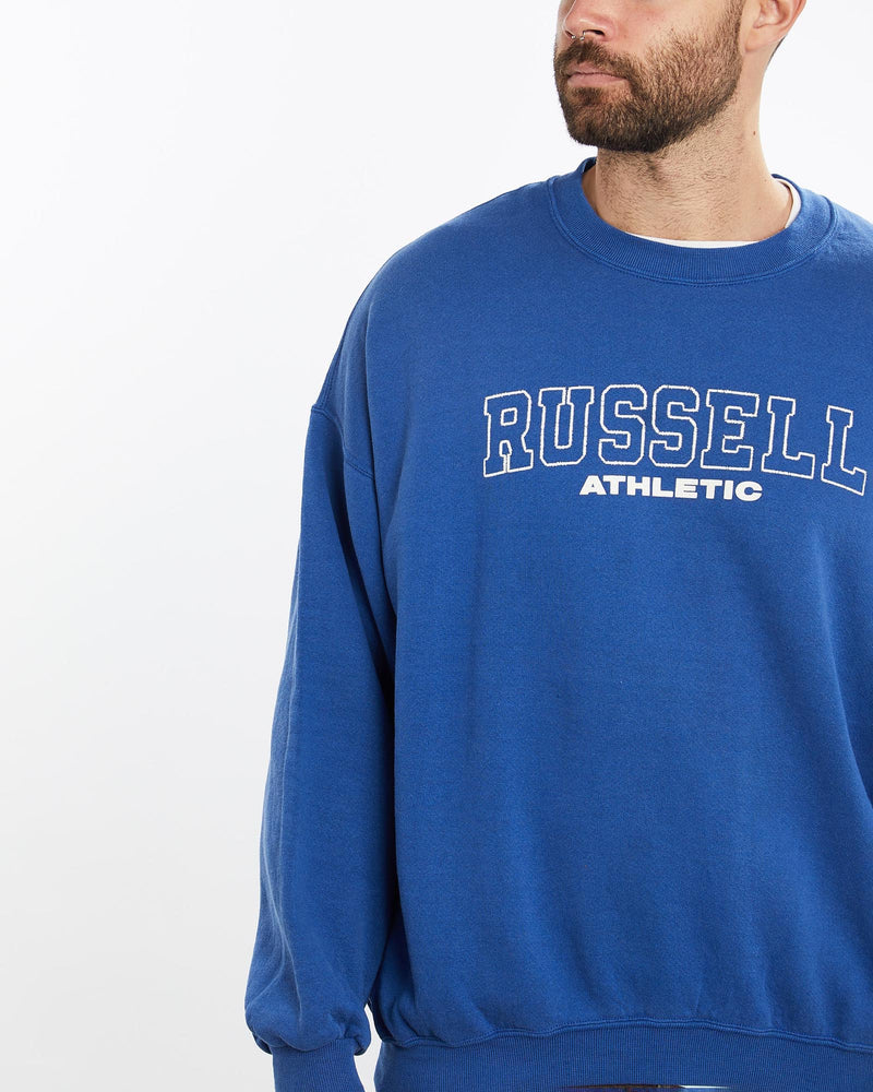 Vintage, Russell, Athletic, Sweatshirt, The Real Deal, size extra large, colour Blue, newtown, sydney, australia, thrift store, opshop, preloved, secondhand, sustainable, retro, antique, 70s, 80s, 90s, 2000s, 00s, fashion, clothing, streetwear, trendy, garment, style, boutique, store, shop, archive, sale, cheap, best, top, Sweats and hoodies