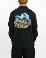 Vintage, Harley, Davidson, Quarter, Zip, Sweatshirt, The Real Deal, size extra large, colour Black, newtown, sydney, australia, thrift store, opshop, preloved, secondhand, sustainable, retro, antique, 70s, 80s, 90s, 2000s, 00s, fashion, clothing, streetwear, trendy, garment, style, boutique, store, shop, archive, sale, cheap, best, top, Sweats and hoodies