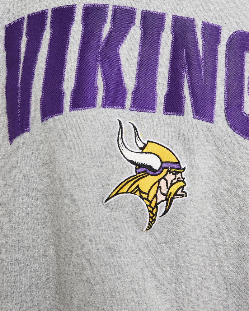 Vintage, Champion, NFL, Minnesota, Vikings, Sweatshirt, The Real Deal, size small, colour Grey, newtown, sydney, australia, thrift store, opshop, preloved, secondhand, sustainable, retro, antique, 70s, 80s, 90s, 2000s, 00s, fashion, clothing, streetwear, trendy, garment, style, boutique, store, shop, archive, sale, cheap, best, top, Sweats and hoodies
