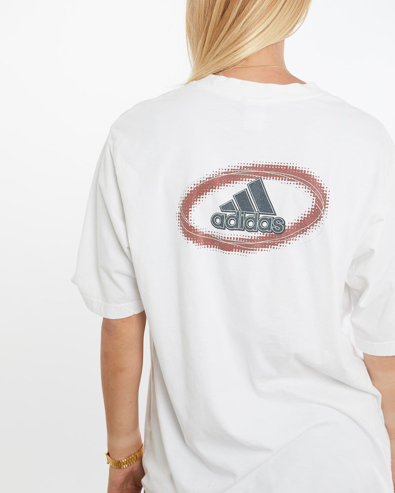 Vintage, 90s, Adidas, Tee, The Real Deal, size medium, colour White, newtown, sydney, australia, thrift store, opshop, preloved, secondhand, sustainable, retro, antique, 70s, 80s, 90s, 2000s, 00s, fashion, clothing, streetwear, trendy, garment, style, boutique, store, shop, archive, sale, cheap, best, top, T-Shirts