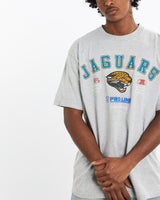 Vintage, 90s, NFL, Jacksonville, Jaguars, Tee, The Real Deal, size large, colour Grey, newtown, sydney, australia, thrift store, opshop, preloved, secondhand, sustainable, retro, antique, 70s, 80s, 90s, 2000s, 00s, fashion, clothing, streetwear, trendy, garment, style, boutique, store, shop, archive, sale, cheap, best, top, T-Shirts