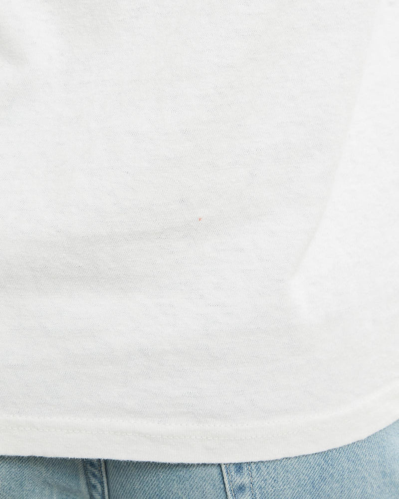 Vintage, 70s, California, Surf, Tee, The Real Deal, size double extra small, colour White, newtown, sydney, australia, thrift store, opshop, preloved, secondhand, sustainable, retro, antique, 70s, 80s, 90s, 2000s, 00s, fashion, clothing, streetwear, trendy, garment, style, boutique, store, shop, archive, sale, cheap, best, top, T-Shirts