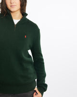 Vintage, 90s, Polo, Ralph, Lauren, Quarter, Zip, Knitted, Sweater, The Real Deal, size medium, colour Green, newtown, sydney, australia, thrift store, opshop, preloved, secondhand, sustainable, retro, antique, 70s, 80s, 90s, 2000s, 00s, fashion, clothing, streetwear, trendy, garment, style, boutique, store, shop, archive, sale, cheap, best, top, Sweats and hoodies