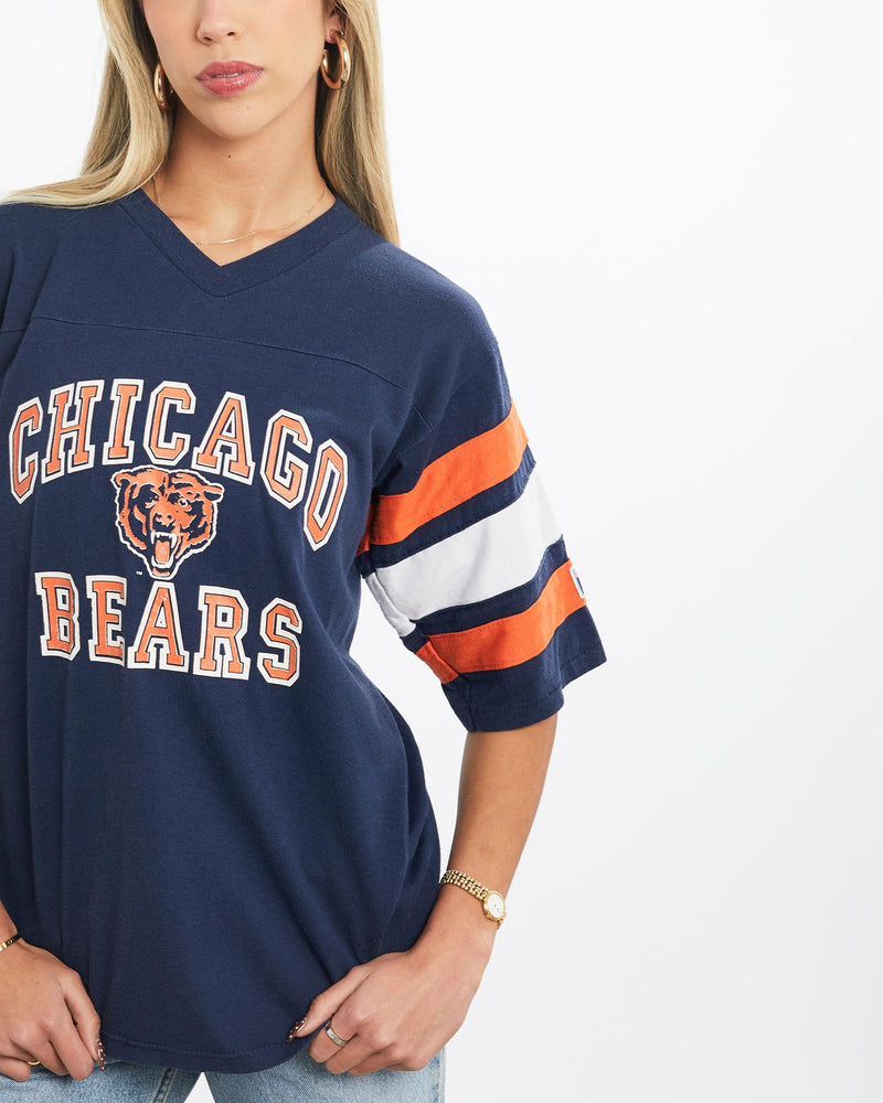 Vintage, 80s, NFL, Chicago, Bears, Jersey, The Real Deal, size extra small, colour Navy, newtown, sydney, australia, thrift store, opshop, preloved, secondhand, sustainable, retro, antique, 70s, 80s, 90s, 2000s, 00s, fashion, clothing, streetwear, trendy, garment, style, boutique, store, shop, archive, sale, cheap, best, top, T-Shirts