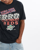 Vintage, 1990, MLB, Cincinnati, Reds, World, Series, Tee, The Real Deal, size large, colour Black, newtown, sydney, australia, thrift store, opshop, preloved, secondhand, sustainable, retro, antique, 70s, 80s, 90s, 2000s, 00s, fashion, clothing, streetwear, trendy, garment, style, boutique, store, shop, archive, sale, cheap, best, top, T-Shirts