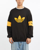 Vintage, 90s, Adidas, Sweatshirt, The Real Deal, size large, colour Black, newtown, sydney, australia, thrift store, opshop, preloved, secondhand, sustainable, retro, antique, 70s, 80s, 90s, 2000s, 00s, fashion, clothing, streetwear, trendy, garment, style, boutique, store, shop, archive, sale, cheap, best, top, Sweats and hoodies