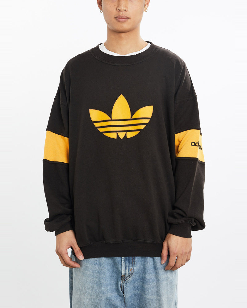 Vintage, 90s, Adidas, Sweatshirt, The Real Deal, size large, colour Black, newtown, sydney, australia, thrift store, opshop, preloved, secondhand, sustainable, retro, antique, 70s, 80s, 90s, 2000s, 00s, fashion, clothing, streetwear, trendy, garment, style, boutique, store, shop, archive, sale, cheap, best, top, Sweats and hoodies