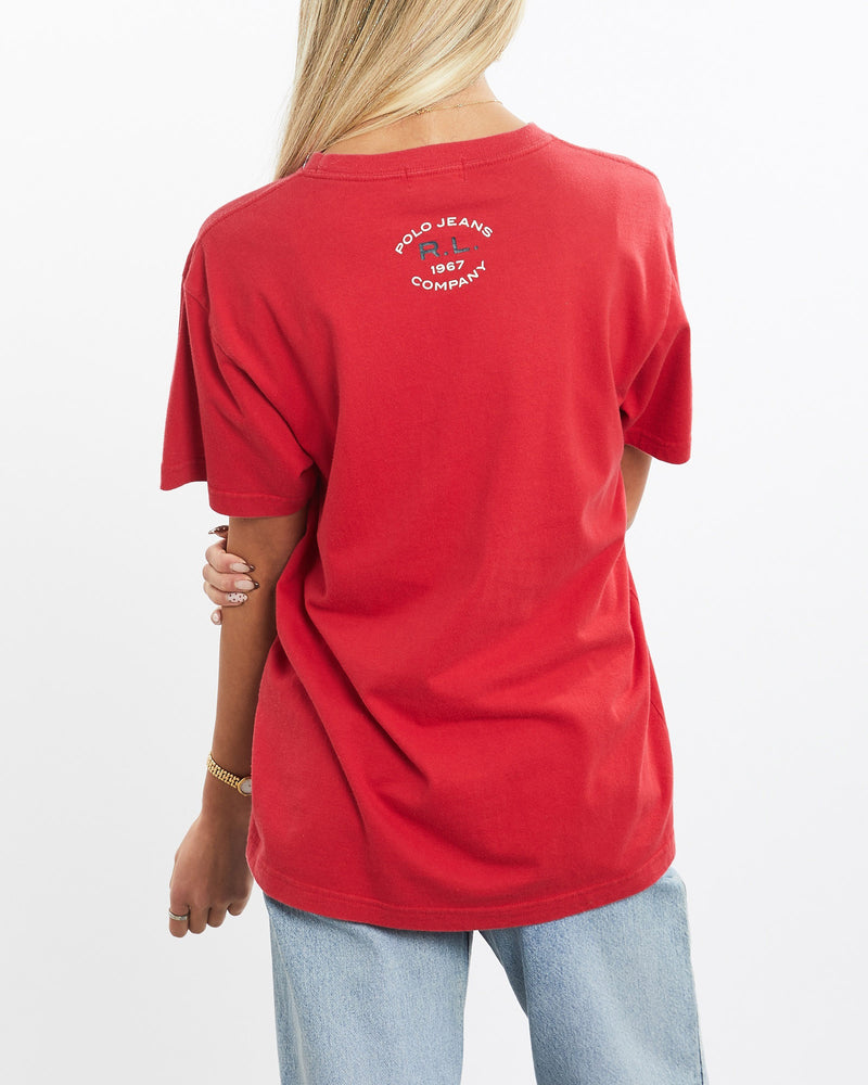 Vintage, Ralph, Lauren, Polo, Jeans, Co., Tee, The Real Deal, size extra small, colour Red, newtown, sydney, australia, thrift store, opshop, preloved, secondhand, sustainable, retro, antique, 70s, 80s, 90s, 2000s, 00s, fashion, clothing, streetwear, trendy, garment, style, boutique, store, shop, archive, sale, cheap, best, top, T-Shirts
