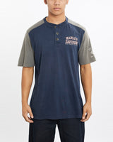 Vintage, Harley, Davidson, Henley, Tee, The Real Deal, size large, colour Multicolour, newtown, sydney, australia, thrift store, opshop, preloved, secondhand, sustainable, retro, antique, 70s, 80s, 90s, 2000s, 00s, fashion, clothing, streetwear, trendy, garment, style, boutique, store, shop, archive, sale, cheap, best, top, T-Shirts