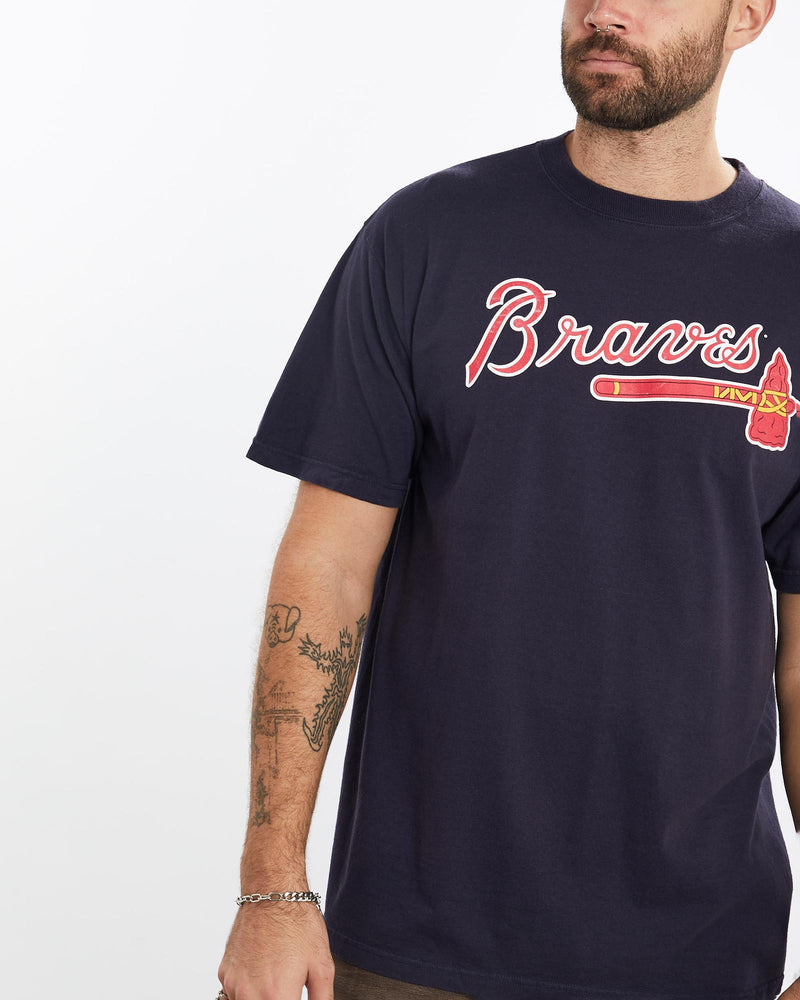 Vintage, MLB, Atlanta, Braves, Tee, The Real Deal, size extra large, colour Navy, newtown, sydney, australia, thrift store, opshop, preloved, secondhand, sustainable, retro, antique, 70s, 80s, 90s, 2000s, 00s, fashion, clothing, streetwear, trendy, garment, style, boutique, store, shop, archive, sale, cheap, best, top, T-Shirts