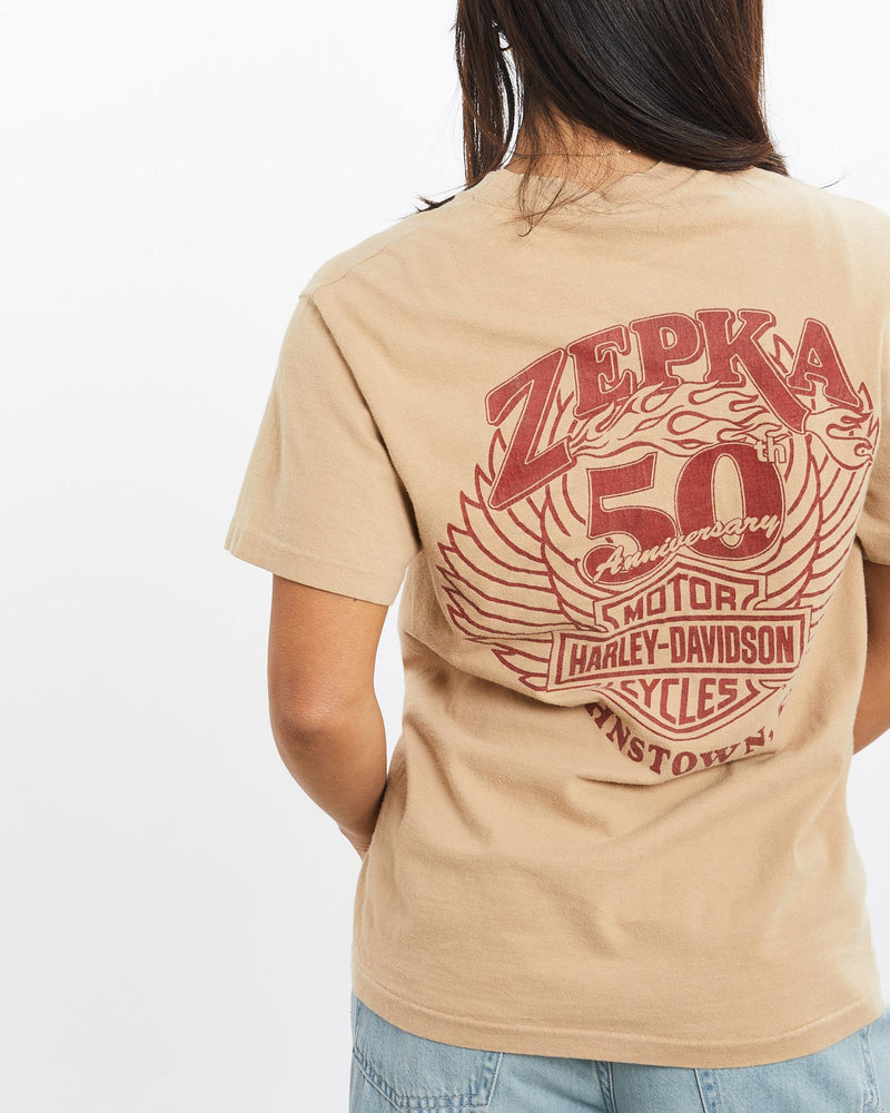 Vintage, 1996, Harley, Davidson, Tee, The Real Deal, size double extra small, colour Brown, newtown, sydney, australia, thrift store, opshop, preloved, secondhand, sustainable, retro, antique, 70s, 80s, 90s, 2000s, 00s, fashion, clothing, streetwear, trendy, garment, style, boutique, store, shop, archive, sale, cheap, best, top, T-Shirts