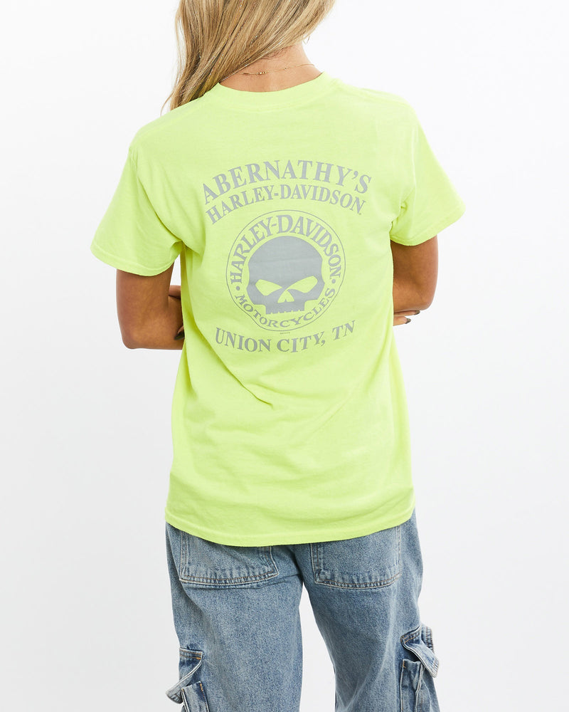 Harley, Davidson, Tee, The Real Deal, size extra small, colour Yellow, newtown, sydney, australia, thrift store, opshop, preloved, secondhand, sustainable, retro, antique, 70s, 80s, 90s, 2000s, 00s, fashion, clothing, streetwear, trendy, garment, style, boutique, store, shop, archive, sale, cheap, best, top, T-Shirts