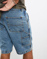 Vintage, Route, 66, Denim, Carpenter, Shorts, The Real Deal, size 35", colour Blue, newtown, sydney, australia, thrift store, opshop, preloved, secondhand, sustainable, retro, antique, 70s, 80s, 90s, 2000s, 00s, fashion, clothing, streetwear, trendy, garment, style, boutique, store, shop, archive, sale, cheap, best, top, Shorts