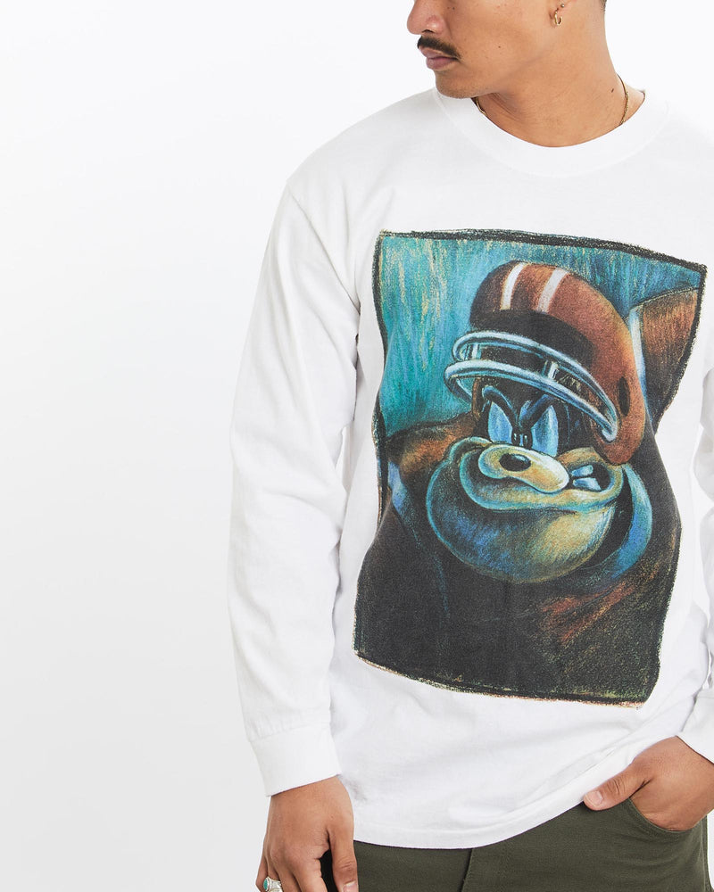 Vintage, 90s, Disney, Pete, Cartoon, Long, Sleeve, Tee, The Real Deal, size large, colour White, newtown, sydney, australia, thrift store, opshop, preloved, secondhand, sustainable, retro, antique, 70s, 80s, 90s, 2000s, 00s, fashion, clothing, streetwear, trendy, garment, style, boutique, store, shop, archive, sale, cheap, best, top, T-Shirts