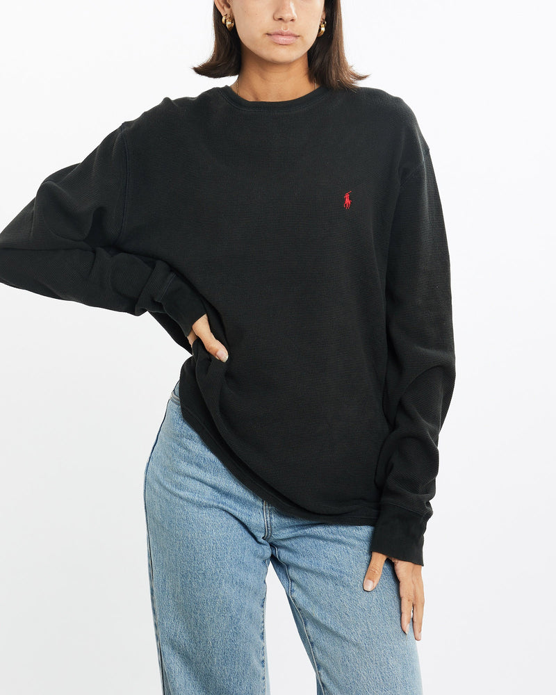 Vintage, Polo, Ralph, Lauren, Thermal, Long, Sleeve, Tee, The Real Deal, size medium, colour Black, newtown, sydney, australia, thrift store, opshop, preloved, secondhand, sustainable, retro, antique, 70s, 80s, 90s, 2000s, 00s, fashion, clothing, streetwear, trendy, garment, style, boutique, store, shop, archive, sale, cheap, best, top, T-Shirts