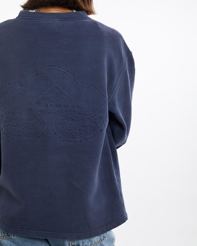 Vintage, Quiksilver, Surf, Sweatshirt, The Real Deal, size medium, colour Navy, newtown, sydney, australia, thrift store, opshop, preloved, secondhand, sustainable, retro, antique, 70s, 80s, 90s, 2000s, 00s, fashion, clothing, streetwear, trendy, garment, style, boutique, store, shop, archive, sale, cheap, best, top, Sweats and hoodies