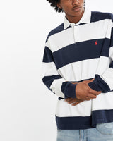 Vintage, 90s, Polo, Ralph, Lauren, Rugby, Shirt, The Real Deal, size large, colour Navy, newtown, sydney, australia, thrift store, opshop, preloved, secondhand, sustainable, retro, antique, 70s, 80s, 90s, 2000s, 00s, fashion, clothing, streetwear, trendy, garment, style, boutique, store, shop, archive, sale, cheap, best, top, Shirts