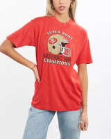 Vintage, 80s, NFL, San, Francisco, 49ers, Super, Bowl, Tee, The Real Deal, size extra small, colour Red, newtown, sydney, australia, thrift store, opshop, preloved, secondhand, sustainable, retro, antique, 70s, 80s, 90s, 2000s, 00s, fashion, clothing, streetwear, trendy, garment, style, boutique, store, shop, archive, sale, cheap, best, top, T-Shirts