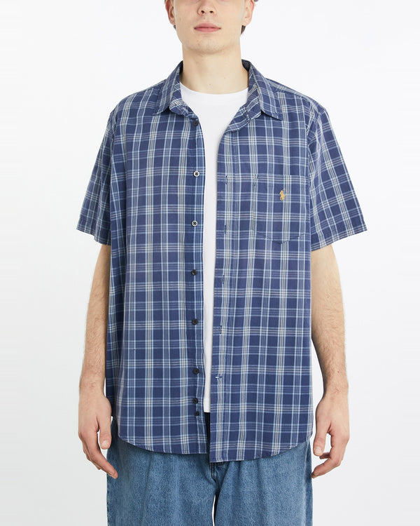 Vintage, 90s, Polo, Ralph, Lauren, Short, Sleeve, Button, Up, Shirt, The Real Deal, size extra large, colour Blue, newtown, sydney, australia, thrift store, opshop, preloved, secondhand, sustainable, retro, antique, 70s, 80s, 90s, 2000s, 00s, fashion, clothing, streetwear, trendy, garment, style, boutique, store, shop, archive, sale, cheap, best, top, Shirts