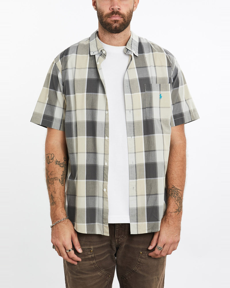 Vintage, 90s, Polo, Ralph, Lauren, Short, Sleeve, Button, Up, Shirt, The Real Deal, size extra large, colour Beige, newtown, sydney, australia, thrift store, opshop, preloved, secondhand, sustainable, retro, antique, 70s, 80s, 90s, 2000s, 00s, fashion, clothing, streetwear, trendy, garment, style, boutique, store, shop, archive, sale, cheap, best, top, Shirts