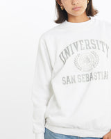 Vintage, 90s, University, of, San, Sebastian, Sweatshirt, The Real Deal, size small, colour White, newtown, sydney, australia, thrift store, opshop, preloved, secondhand, sustainable, retro, antique, 70s, 80s, 90s, 2000s, 00s, fashion, clothing, streetwear, trendy, garment, style, boutique, store, shop, archive, sale, cheap, best, top, Sweats and hoodies