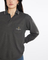 Vintage, 90s, Gianni, Valentino, Long, Sleeve, Polo, Shirt, The Real Deal, size medium, colour Grey, newtown, sydney, australia, thrift store, opshop, preloved, secondhand, sustainable, retro, antique, 70s, 80s, 90s, 2000s, 00s, fashion, clothing, streetwear, trendy, garment, style, boutique, store, shop, archive, sale, cheap, best, top, Shirts