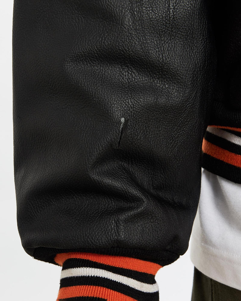 Vintage, NBA, New, York, Knicks, Varsity, Jacket, The Real Deal, size extra large, colour Black, newtown, sydney, australia, thrift store, opshop, preloved, secondhand, sustainable, retro, antique, 70s, 80s, 90s, 2000s, 00s, fashion, clothing, streetwear, trendy, garment, style, boutique, store, shop, archive, sale, cheap, best, top, Jackets