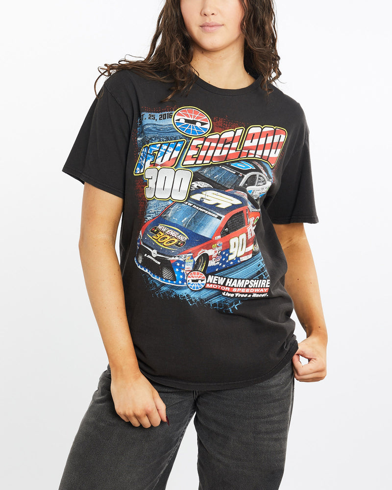 New, England, Motor, Speedway, Racing, Tee, The Real Deal, size medium, colour Black, newtown, sydney, australia, thrift store, opshop, preloved, secondhand, sustainable, retro, antique, 70s, 80s, 90s, 2000s, 00s, fashion, clothing, streetwear, trendy, garment, style, boutique, store, shop, archive, sale, cheap, best, top, T-Shirts