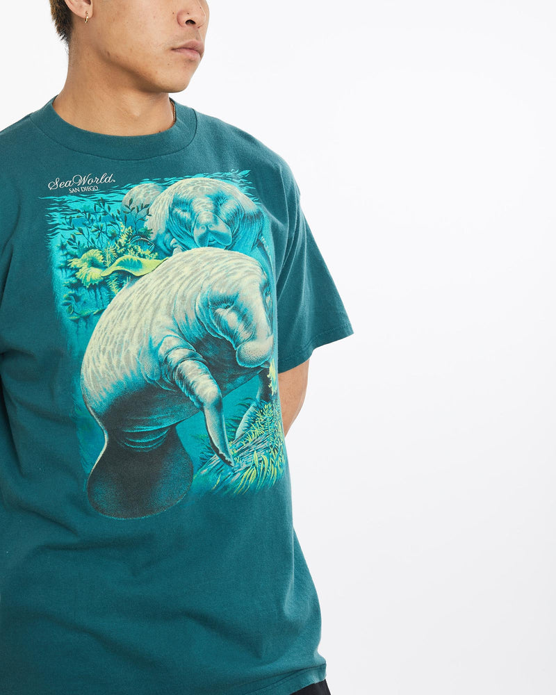 Vintage, Manatee, Wildlife, Tee, The Real Deal, size extra large, colour Green, newtown, sydney, australia, thrift store, opshop, preloved, secondhand, sustainable, retro, antique, 70s, 80s, 90s, 2000s, 00s, fashion, clothing, streetwear, trendy, garment, style, boutique, store, shop, archive, sale, cheap, best, top, T-Shirts