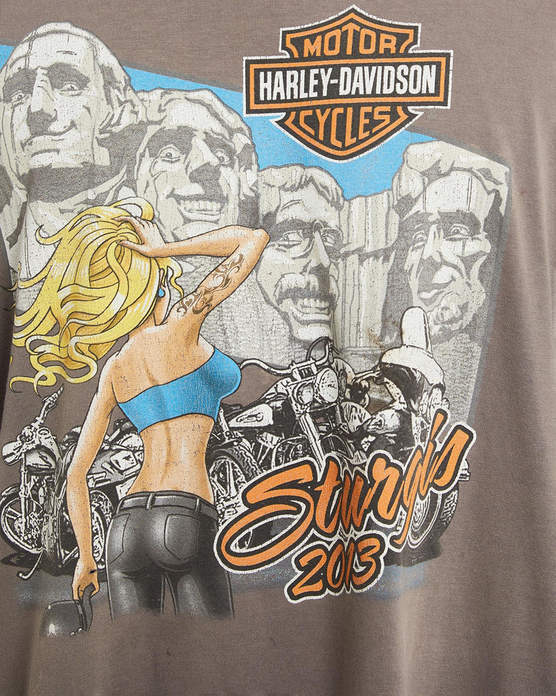Vintage, 90s, Harley, Davidson, Tee, The Real Deal, size extra large, colour Brown, newtown, sydney, australia, thrift store, opshop, preloved, secondhand, sustainable, retro, antique, 70s, 80s, 90s, 2000s, 00s, fashion, clothing, streetwear, trendy, garment, style, boutique, store, shop, archive, sale, cheap, best, top, T-Shirts