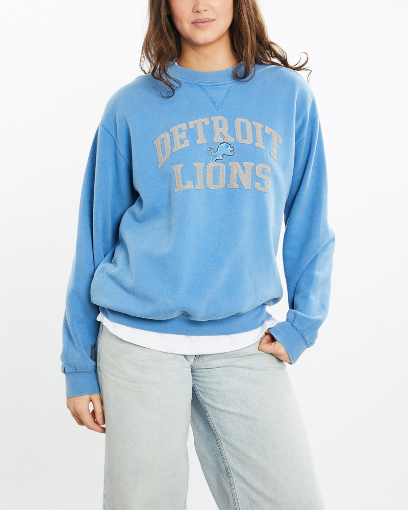 Vintage, NFL, Detroit, Lions, Sweatshirt, The Real Deal, size medium, colour Blue, newtown, sydney, australia, thrift store, opshop, preloved, secondhand, sustainable, retro, antique, 70s, 80s, 90s, 2000s, 00s, fashion, clothing, streetwear, trendy, garment, style, boutique, store, shop, archive, sale, cheap, best, top, Sweats and hoodies
