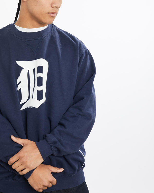 Vintage, MLB, Detroit, Tigers, Sweatshirt, The Real Deal, size large, colour Navy, newtown, sydney, australia, thrift store, opshop, preloved, secondhand, sustainable, retro, antique, 70s, 80s, 90s, 2000s, 00s, fashion, clothing, streetwear, trendy, garment, style, boutique, store, shop, archive, sale, cheap, best, top, Sweats and hoodies