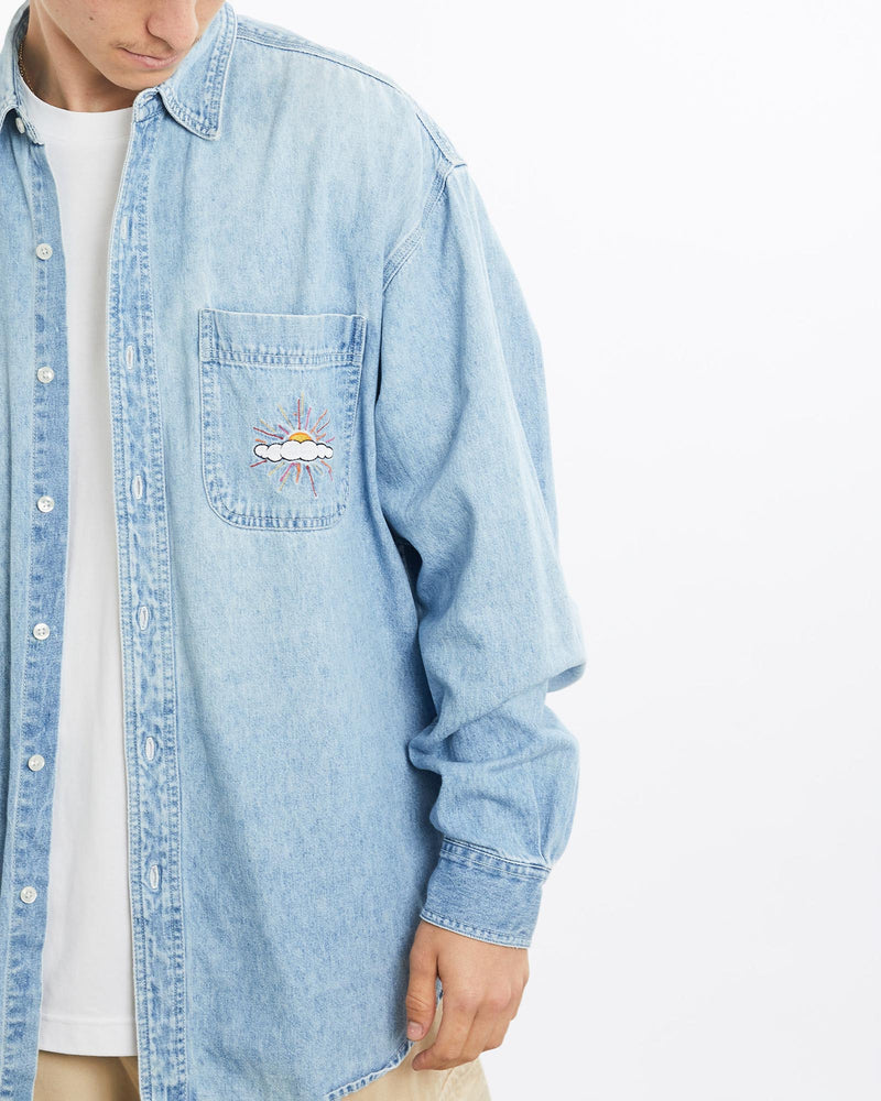 Vintage, 90s, Disney, Winnie, The, Pooh, Denim, Button, Up, Shirt, The Real Deal, size extra large, colour Blue, newtown, sydney, australia, thrift store, opshop, preloved, secondhand, sustainable, retro, antique, 70s, 80s, 90s, 2000s, 00s, fashion, clothing, streetwear, trendy, garment, style, boutique, store, shop, archive, sale, cheap, best, top, Shirts