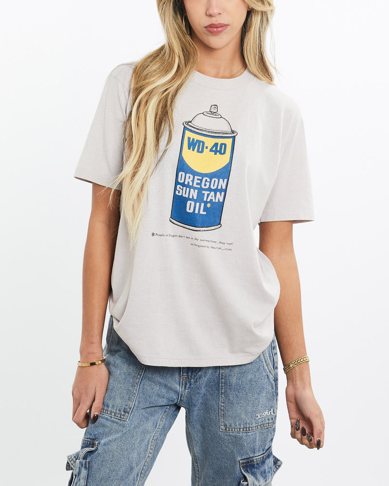 Vintage, 1985, WD-40, Tee, The Real Deal, size extra small, colour Beige, newtown, sydney, australia, thrift store, opshop, preloved, secondhand, sustainable, retro, antique, 70s, 80s, 90s, 2000s, 00s, fashion, clothing, streetwear, trendy, garment, style, boutique, store, shop, archive, sale, cheap, best, top, T-Shirts