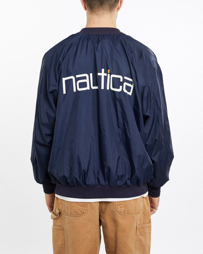 Vintage, 90s, Nautica, Bomber, Jacket, The Real Deal, size extra large, colour Navy, newtown, sydney, australia, thrift store, opshop, preloved, secondhand, sustainable, retro, antique, 70s, 80s, 90s, 2000s, 00s, fashion, clothing, streetwear, trendy, garment, style, boutique, store, shop, archive, sale, cheap, best, top, Jackets