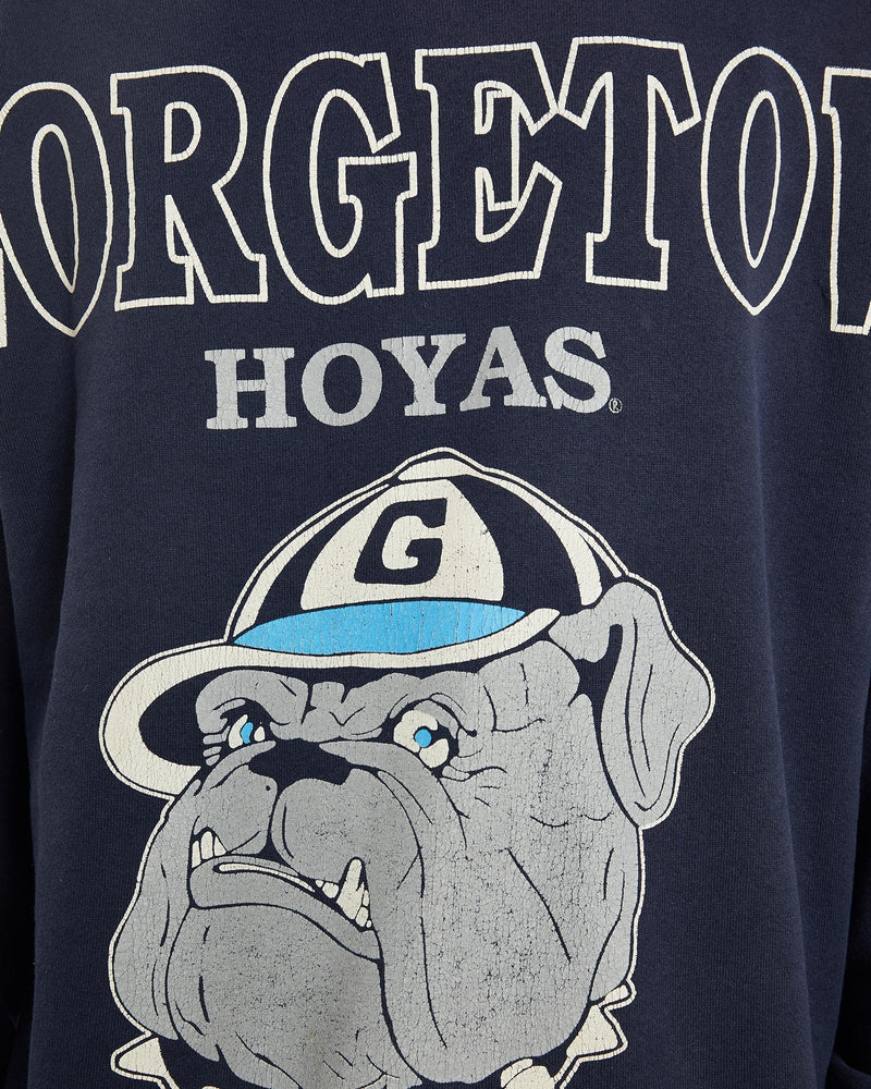 Vintage, 90s, NCAA, Georgetown, Hoyas, Sweatshirt, The Real Deal, size large, colour Navy, newtown, sydney, australia, thrift store, opshop, preloved, secondhand, sustainable, retro, antique, 70s, 80s, 90s, 2000s, 00s, fashion, clothing, streetwear, trendy, garment, style, boutique, store, shop, archive, sale, cheap, best, top, Sweats and hoodies