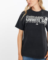 Vintage, MLB, Chicago, White, Sox, Tee, The Real Deal, size medium, colour Black, newtown, sydney, australia, thrift store, opshop, preloved, secondhand, sustainable, retro, antique, 70s, 80s, 90s, 2000s, 00s, fashion, clothing, streetwear, trendy, garment, style, boutique, store, shop, archive, sale, cheap, best, top, T-Shirts