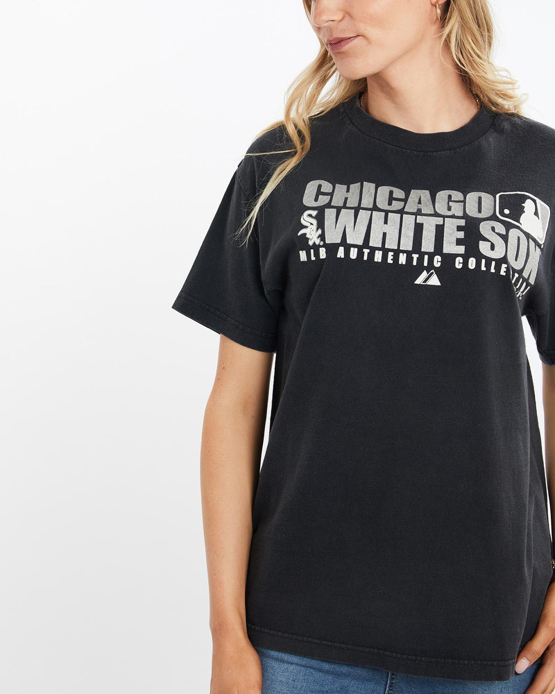 Vintage, MLB, Chicago, White, Sox, Tee, The Real Deal, size medium, colour Black, newtown, sydney, australia, thrift store, opshop, preloved, secondhand, sustainable, retro, antique, 70s, 80s, 90s, 2000s, 00s, fashion, clothing, streetwear, trendy, garment, style, boutique, store, shop, archive, sale, cheap, best, top, T-Shirts