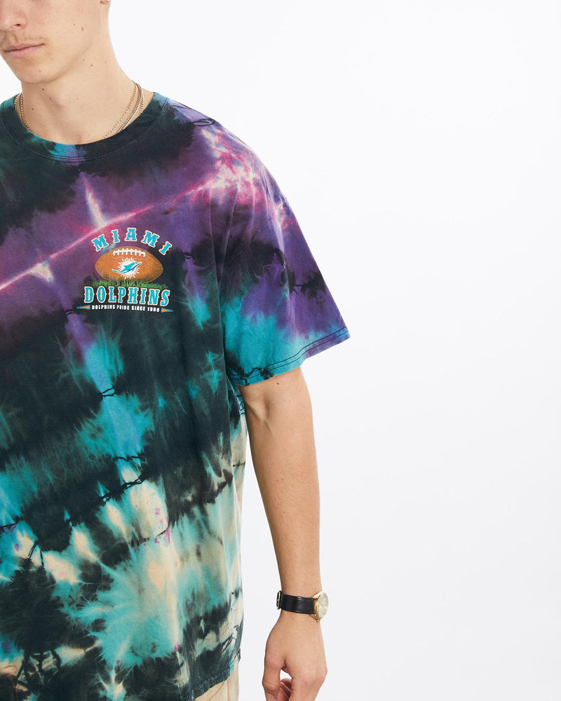 NFL, Miami, Dolphins, Tie, Dye, Tee, The Real Deal, size large, colour Multicolour, newtown, sydney, australia, thrift store, opshop, preloved, secondhand, sustainable, retro, antique, 70s, 80s, 90s, 2000s, 00s, fashion, clothing, streetwear, trendy, garment, style, boutique, store, shop, archive, sale, cheap, best, top, T-Shirts