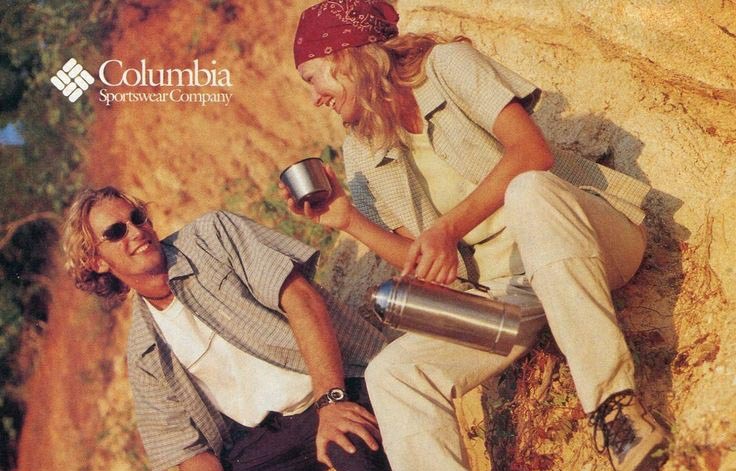 Two people outdoors with Columbia Sportswear Company branding.