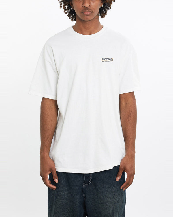 Vintage, Symantec, Tech, Tee, The Real Deal, size large, colour White, newtown, sydney, australia, thrift store, opshop, preloved, secondhand, sustainable, retro, antique, 70s, 80s, 90s, 2000s, 00s, fashion, clothing, streetwear, trendy, garment, style, boutique, store, shop, archive, sale, cheap, best, top, T-Shirts