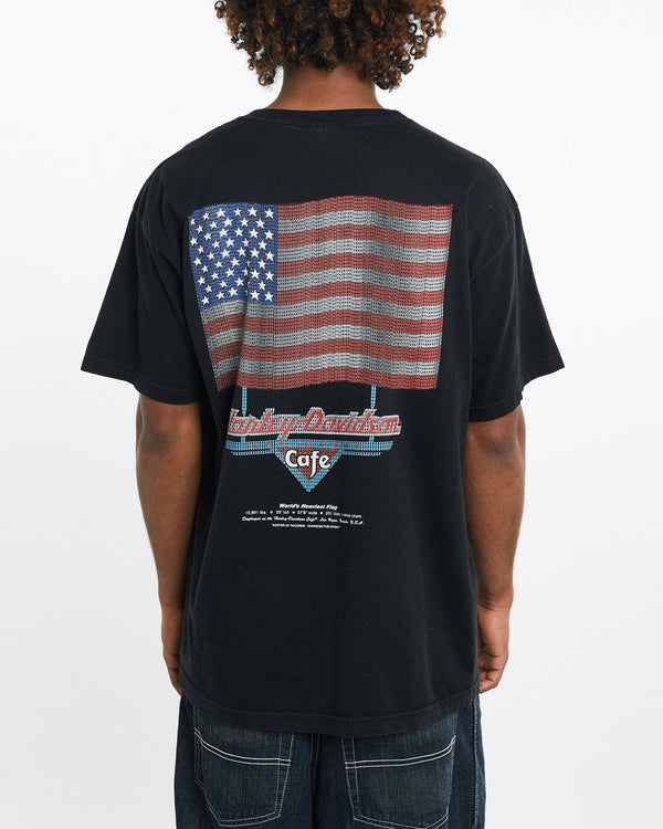 Vintage, 90s, Harley, Davidson, Cafe, Tee, The Real Deal, size large, colour Black, newtown, sydney, australia, thrift store, opshop, preloved, secondhand, sustainable, retro, antique, 70s, 80s, 90s, 2000s, 00s, fashion, clothing, streetwear, trendy, garment, style, boutique, store, shop, archive, sale, cheap, best, top, T-Shirts