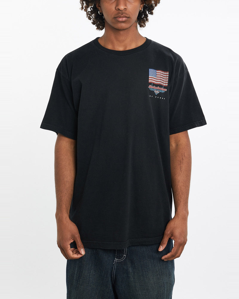 Vintage, 90s, Harley, Davidson, Cafe, Tee, The Real Deal, size large, colour Black, newtown, sydney, australia, thrift store, opshop, preloved, secondhand, sustainable, retro, antique, 70s, 80s, 90s, 2000s, 00s, fashion, clothing, streetwear, trendy, garment, style, boutique, store, shop, archive, sale, cheap, best, top, T-Shirts