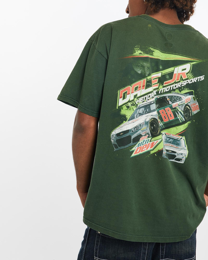 Vintage, Dale, Jr., Mountain, Dew, NASCAR, Tee, The Real Deal, size large, colour Green, newtown, sydney, australia, thrift store, opshop, preloved, secondhand, sustainable, retro, antique, 70s, 80s, 90s, 2000s, 00s, fashion, clothing, streetwear, trendy, garment, style, boutique, store, shop, archive, sale, cheap, best, top, T-Shirts
