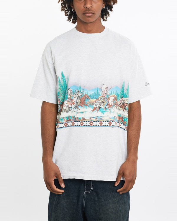 Vintage, 90s, Native, American, Tee, The Real Deal, size large, colour Grey, newtown, sydney, australia, thrift store, opshop, preloved, secondhand, sustainable, retro, antique, 70s, 80s, 90s, 2000s, 00s, fashion, clothing, streetwear, trendy, garment, style, boutique, store, shop, archive, sale, cheap, best, top, T-Shirts